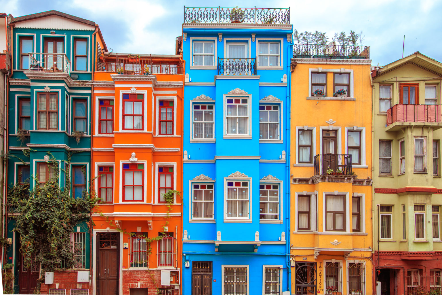 Colorful houses of the Balat district, Istanbul, Turkey. - Distinctive ...